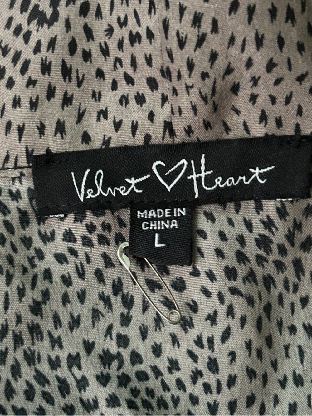 Velvet Heart Sleeveless Tie Neck Mini Dress Taupe Print Size L - Picture 8 of 9